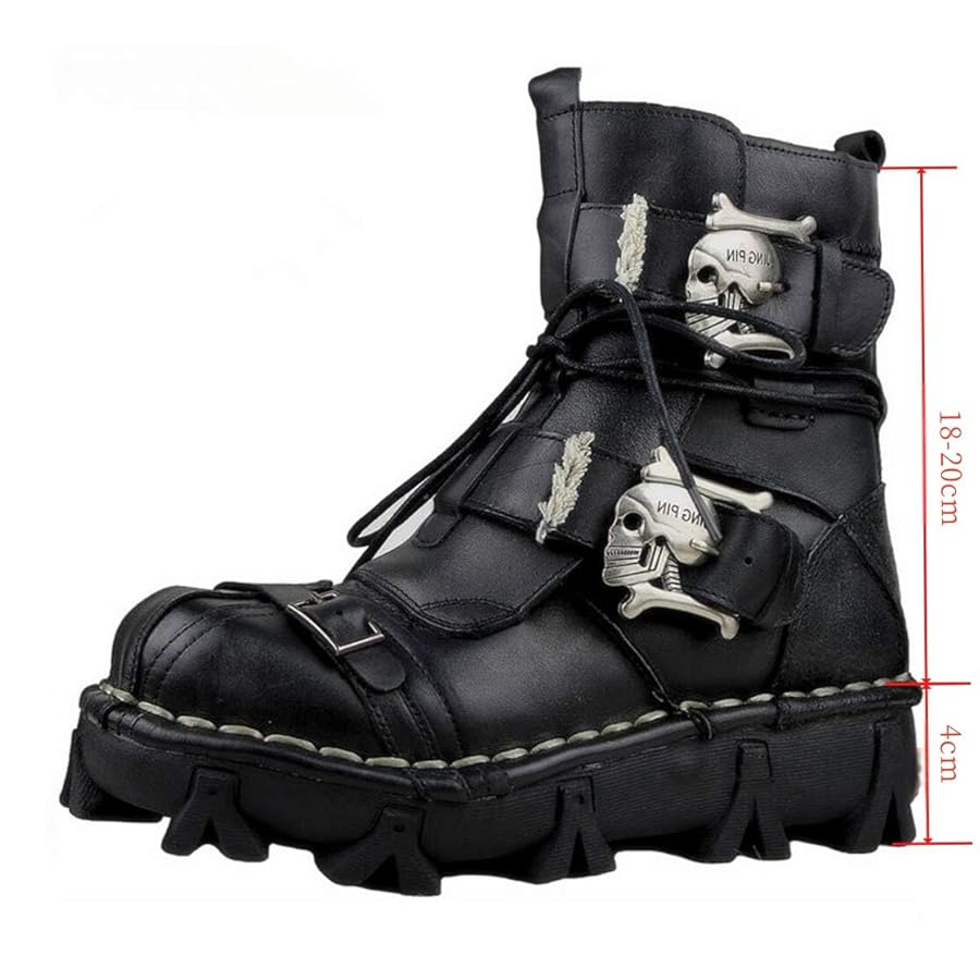靴 Dark Aged Buckle Combat Boots Dark Aged Buckle Combat Boots Black Combat Boots For Men